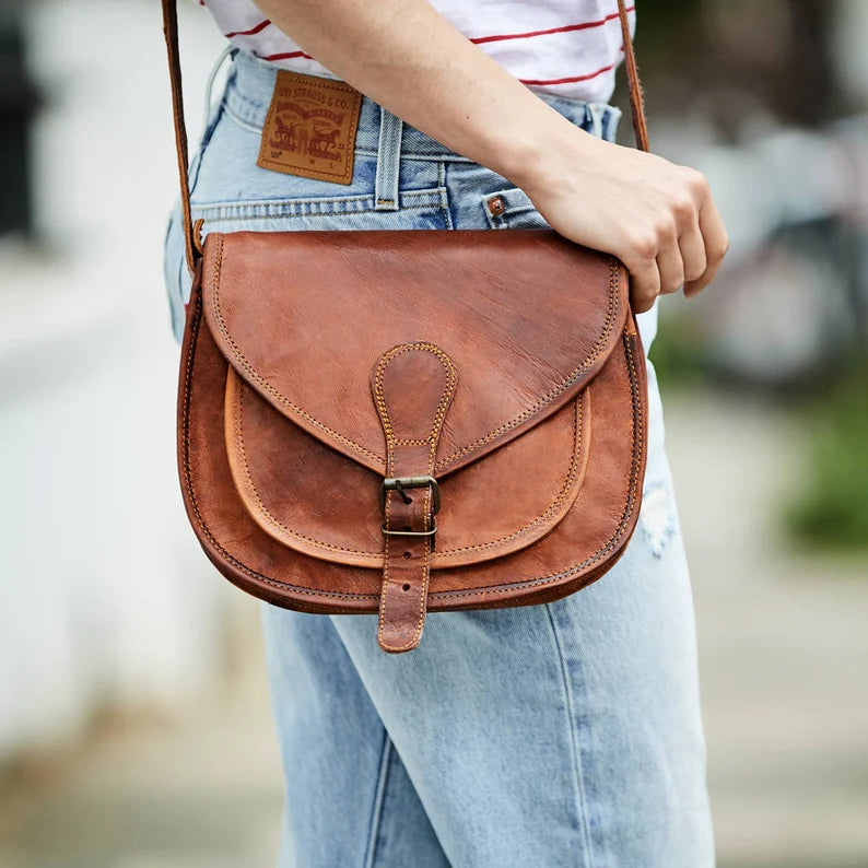 Vintage Leather Saddle Bag